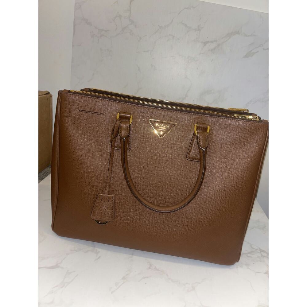 Prada Saffiano Leather Tote Bag in Tan - Excellent Condition